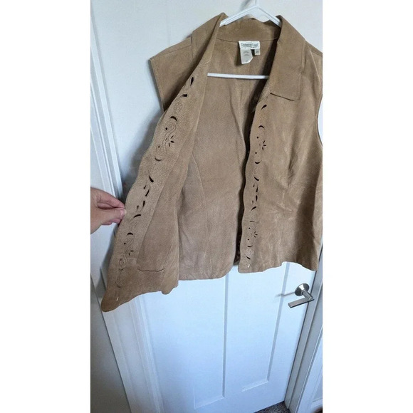 Leather Cutout Vest Coldwater Creek sz 2x - Picture 4 of 6